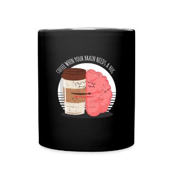 Kaffee Gehirn Trinken Spruch Lustig - Tasse einfarbig - Schwarz - Vorne