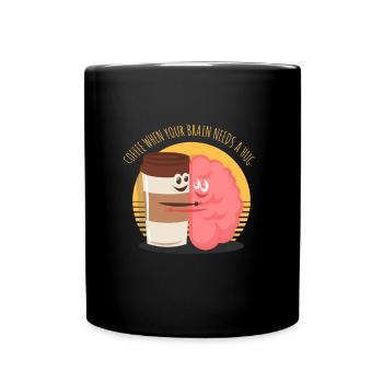 Kaffee Gehirn Trinken Spruch Lustig - Tasse einfarbig - Schwarz - Vorne