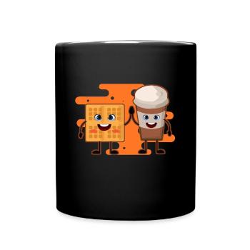 Waffle Coffee Delicious Food Drink Sweet - Full Colour Mug - black - Front