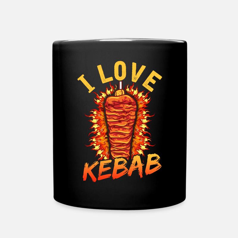 I love doner kebab kebab skewer - Full Colour Mug - black