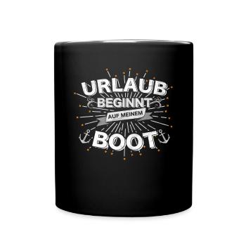 Mein Boot Urlaub - Tasse einfarbig - Schwarz - Vorne