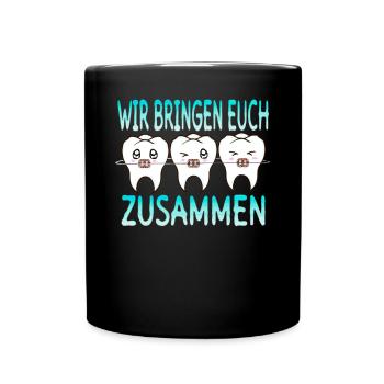 Zahnspange Kieferorthopäde Kieferchirurg Zähne - Tasse einfarbig - Schwarz - Vorne