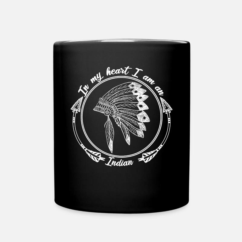 Coiffe indienne coeur de cadeau amérindien - Mug uni - noir
