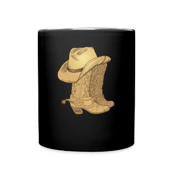 Vintage Retro Cowboy Hut Cowboystiefel Geschenk - Tasse einfarbig - Schwarz - Vorne