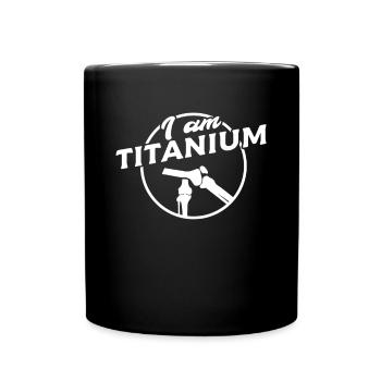 Knie Operation Künstliches Knie OP Reha Geschenk - Tasse einfarbig - Schwarz - Vorne