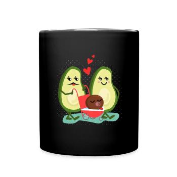 Avocado Essen Familie Baby Kind Süß - Tasse einfarbig - Schwarz - Vorne
