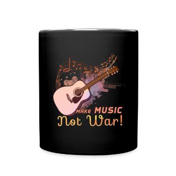 Make Music Not War Gitarrist Spruch - Tasse einfarbig - Schwarz - Vorne