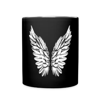 Engelsflügel Silber Weiß Engel Flügel Engelflügel - Tasse einfarbig - Schwarz - Vorne