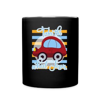 Jésus, chrétien pour les enfants, dirige Jésus, voiture - Mug uni - noir - Devant