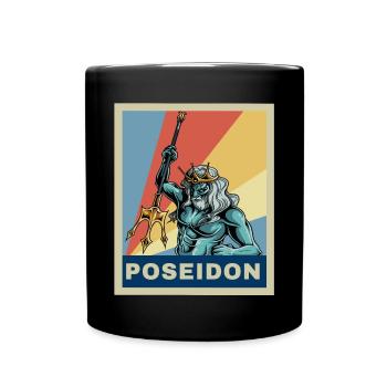 Vintage Retro Poseidon Griechische Mythologie Geschenk - Tasse einfarbig - Schwarz - Vorne