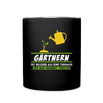 GÄRTNERN IST BILLIGER ALS EINE THERAPIE... - Tasse einfarbig - Schwarz - Vorne