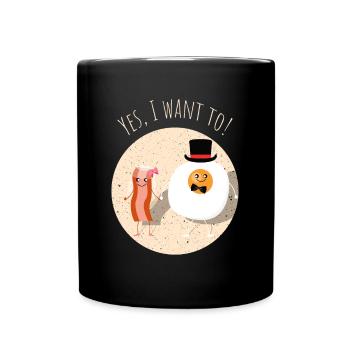 Speck Bacon Ei Lecker Essen Hochzeit Heiraten - Tasse einfarbig - Schwarz - Vorne