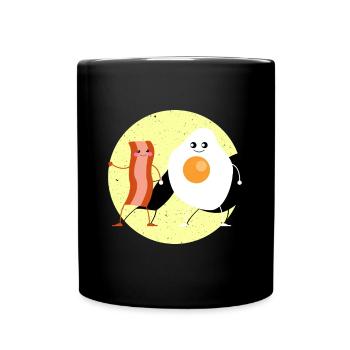 Speck Bacon Ei Lecker Lustig Essen Freunde - Tasse einfarbig - Schwarz - Vorne