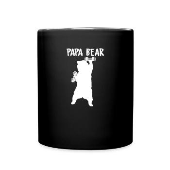 papa bear - lustiges Fitness Logo - Tasse einfarbig - Schwarz - Vorne