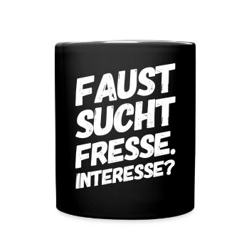 Provokation Lustige Sprüche Fresse - Tasse einfarbig - Schwarz - Vorne
