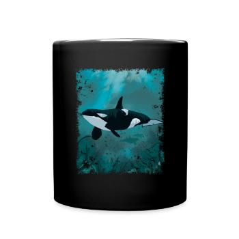 Großer Schwertwal Vintage Orca Wasser Geschenk - Tasse einfarbig - Schwarz - Vorne