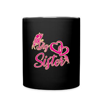 Große Schwester - Tasse einfarbig - Schwarz - Vorne