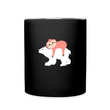 Paresseux Ours polaire Ours Dormir Couché fatigué - Mug uni - noir - Devant