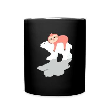 Paresseux Ours polaire Ours Dormir Couché fatigué - Mug uni - noir - Devant