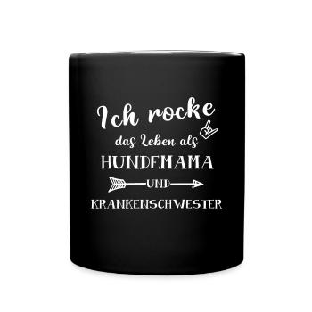 KRANKENSCHWESTER - HUNDEMAMA Kollektion - Tasse einfarbig - Schwarz - Vorne