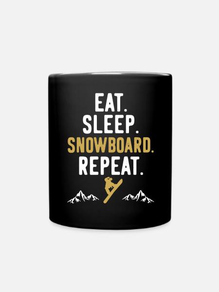 Snowboarding Snowboard Snowboarder Repeat - Full Colour Mug - black