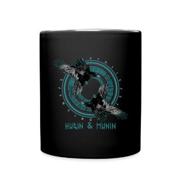 Hugin und Munin Raben Odin Nordische Mythologie - Tasse einfarbig - Schwarz - Vorne