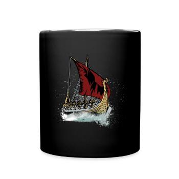 Wikingerschiff - Tasse einfarbig - Schwarz - Vorne