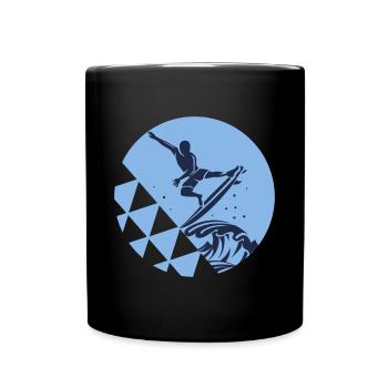 Surfen Surfer Surf Kreis Blau - Tasse einfarbig - Schwarz - Vorne