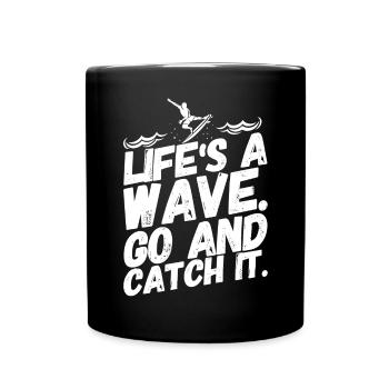 Surfen Surfer Surf Lustig Sprüche Welle - Tasse einfarbig - Schwarz - Vorne