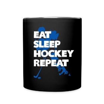 Eat Sleep Hockey wiederholen - Tasse einfarbig - Schwarz - Vorne