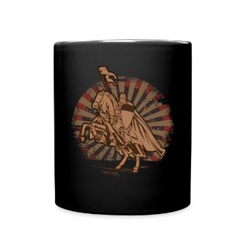 Vintage Ritter Mittelalter Fahne - Tasse einfarbig - Schwarz - Vorne