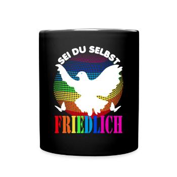 Frieden- Pace - Peace - Sei du selbst - friedlich - Tasse einfarbig - Schwarz - Vorne