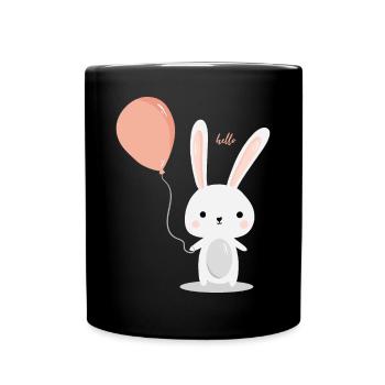 niedlicher Hase - süßes Geschenk Luftballon Sommer - Tasse einfarbig - Schwarz - Vorne