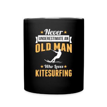 Grandpa kitesurfer kitesurfing sport - Full Colour Mug - black - Front