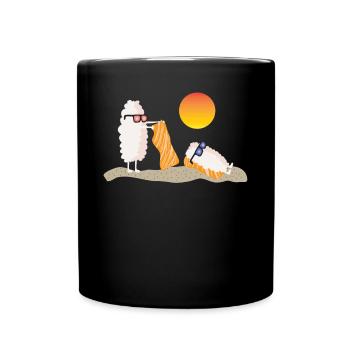 Sushi en été sur la plage - Mug uni - noir - Devant