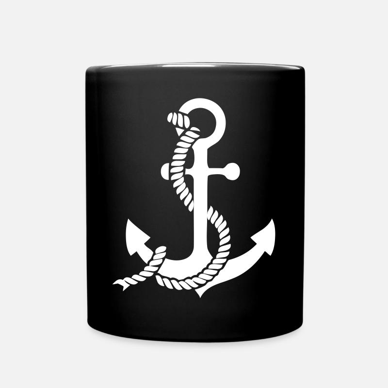 Anker mit Knoten - Tasse einfarbig - Schwarz