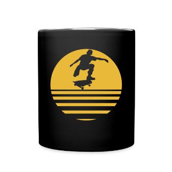 Skate Skater Skateboard Skaten Sonne - Tasse einfarbig - Schwarz - Vorne