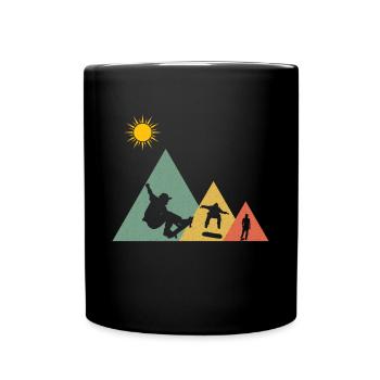 Skate Skater Skateboard Skaten Berg Sonne - Tasse einfarbig - Schwarz - Vorne