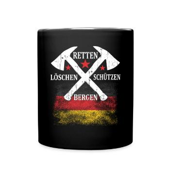 Feuerwehr Löschen Retten Bergen Schützen Geschenk - Tasse einfarbig - Schwarz - Vorne