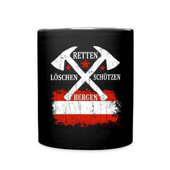Feuerwehr Löschen Retten Bergen Schützen Geschenk - Tasse einfarbig - Schwarz - Vorne