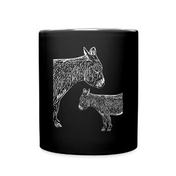 Two small donkeys with Wuschelfell long-eared - Full Colour Mug - black - Front