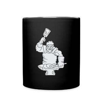 Blacksmith with anvil, hammer and pliers - Full Colour Mug - black - Front