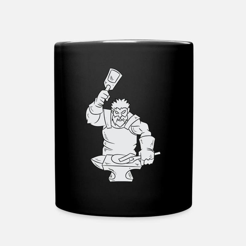 Schmied mit Amboss, Hammer und Zange - Tasse einfarbig - Schwarz