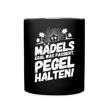 Mallorca Trinkteam Trinkspruch Mädels Pegel - Tasse einfarbig - Schwarz - Vorne
