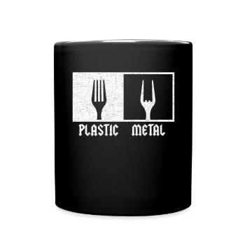 Plastic Metal Music Pommesgabel Festival Rock Fans - Full Colour Mug - black - Front