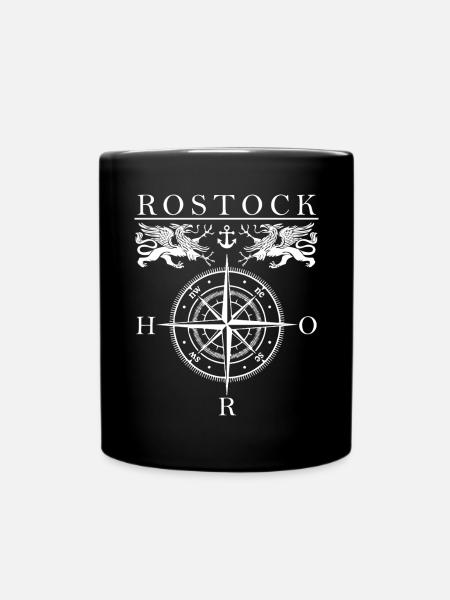 Rostock Kompass - Tasse einfarbig - Schwarz