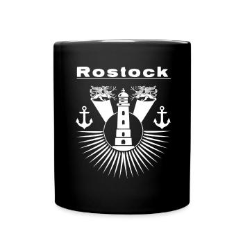 Rostock Leuchtturm Greif - Tasse einfarbig - Schwarz - Vorne