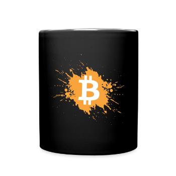 Bitcoin Kryptowährung Krypto Farbklecks - Tasse einfarbig - Schwarz - Vorne