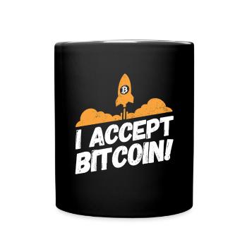 Bitcoin Kryptowährung Krypto Sprüche Accept - Tasse einfarbig - Schwarz - Vorne