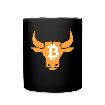 Bitcoin Kryptowährung Krypto Bulle - Tasse einfarbig - Schwarz - Vorne